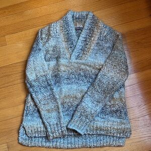 Prana V-Neck Sweater in Blue and Tan